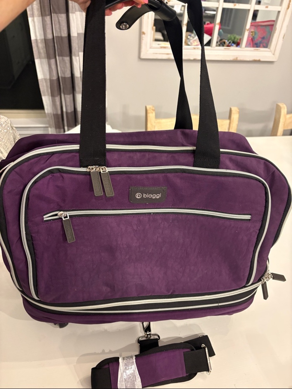 Biaggi Purple Rolling Travel Bag with Detachable Strap